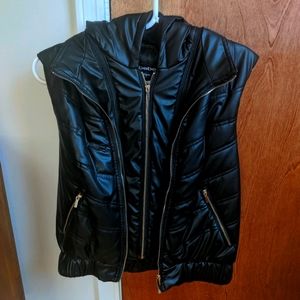 Black Bebe Vest with Gold Zipper, Size M